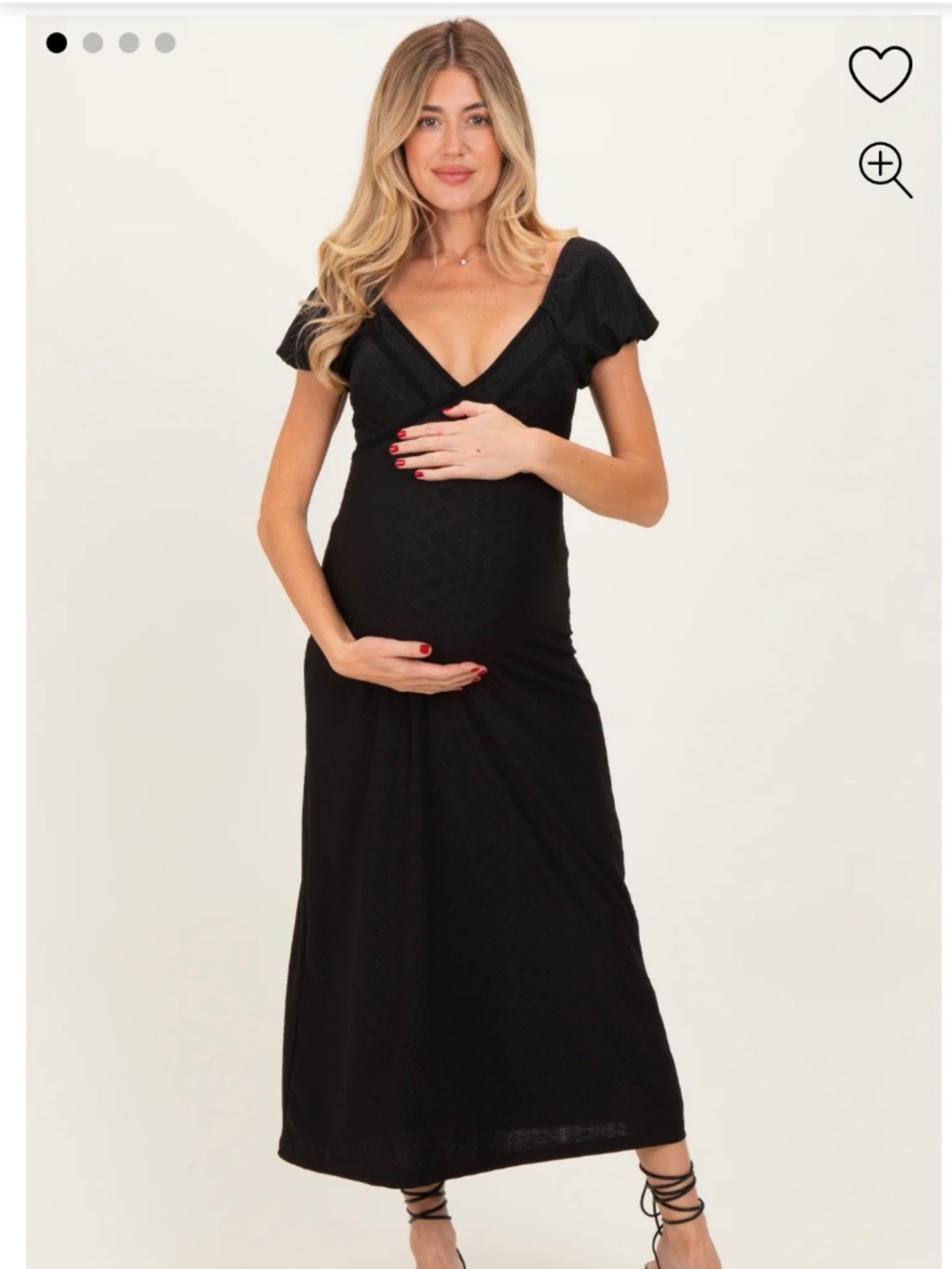 Black Texture Knit Maternity Midi Dress